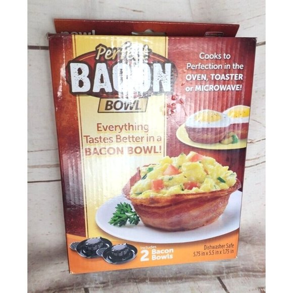 Perfect Bacon Bowl 2 Pc As Seen On TV Kitchen Gadget Cooker Microwave Oven - Picture 1 of 11